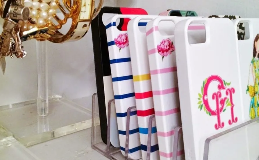 Phone accessories organized retail setup